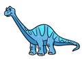 Dinosaur Diplodocus, herbivorous cartoon illustration