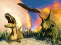 Dinosaur doomsday 3d rendering Royalty Free Stock Photo