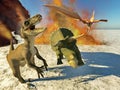 Dinosaur doomsday coming on 3d rendering Royalty Free Stock Photo