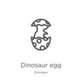 dinosaur egg icon vector from dinosaur collection. Thin line dinosaur egg outline icon vector illustration. Outline, thin line Royalty Free Stock Photo