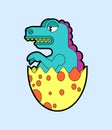 Dinosaur in egg. Small dyno in shell. Cartoon vector illustration Royalty Free Stock Photo