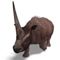 Dinosaur Elasmotherium. 3D rendering with Royalty Free Stock Photo