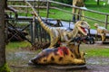 Dinosaur exhibition in botanic park Royalty Free Stock Photo