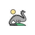 dinosaur, extinct, wild life, animal, sun icon. Element of history color icon for mobile concept and web apps. Color dinosaur,