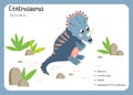 Dinosaur Fact Flash Cards - Dinosaur Names Corresponding to the English Alphabet. Vector illustration. Herbivore set. Dinosaur Royalty Free Stock Photo