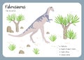 Dinosaur Fact Flash Cards - Dinosaur Names Corresponding to the English Alphabet. Vector illustration. Herbivore set. Dinosaur Royalty Free Stock Photo