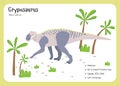 Dinosaur Fact Flash Cards - Dinosaur Names Corresponding to the English Alphabet. Vector illustration. Herbivore set. Dinosaur