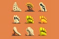 Dinosaur footprint reptile foot anatomy ancient, digital illustration artwork