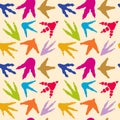 Dinosaur footprints vector seamless pattern