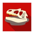 Dinosaur fossils icon in flat style isolated on white background. Dinosaurs and prehistoric symbol Royalty Free Stock Photo