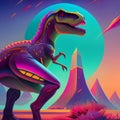 Dinosaur in a Futuristic Landscape