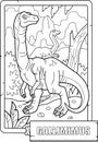 Dinosaur gallimimus, coloring book for children, outline illustration