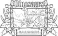 Dinosaur gallimimus, coloring book, funny illustration