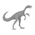 Dinosaur Gallimimus icon in monochrome style isolated on white background. Dinosaurs and prehistoric symbol