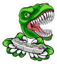 Dinosaur Gamer Video Game Controller Mascot Royalty Free Stock Photo