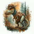 Dinosaur, generation according to the author\'s AI description, author\'s processing, watercolor, steampunk, illustratio