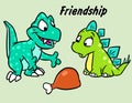 Dinosaur gift meat friendship cartoon illustration
