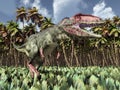 Dinosaur Giganotosaurus in the jungle Royalty Free Stock Photo