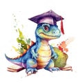 Dinosaur Graduate Student University School Watercolor Sublimation Clipart