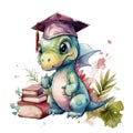 Dinosaur Graduate Student University School Watercolor Sublimation Clipart