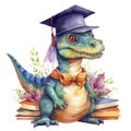 Dinosaur Graduate Student University School Watercolor Sublimation Clipart