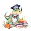 Dinosaur Graduate Student University School Watercolor Sublimation Clipart