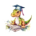 Dinosaur Graduate Student University School Watercolor Sublimation Clipart