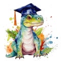 Dinosaur Graduate Student University School Watercolor Sublimation Clipart