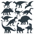 Dinosaur grafic hand drawn silhouette illustration set Royalty Free Stock Photo
