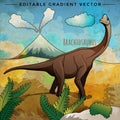 Dinosaur in the habitat. Vector Illustration Of Brachiosaur Royalty Free Stock Photo