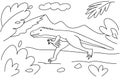 Dinosaur Hand-drawn coloring page for kids. The spinosaurus dinosaur. It can be used for children's creativity and Royalty Free Stock Photo