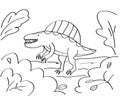 Dinosaur Hand-drawn coloring page for kids. The spinosaurus dinosaur. It can be used for children's creativity and Royalty Free Stock Photo