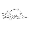 Dinosaur.Hand Drawn triceratops dinosaur vector sketch illustration Royalty Free Stock Photo