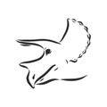 Dinosaur.Hand Drawn triceratops dinosaur vector sketch illustration Royalty Free Stock Photo