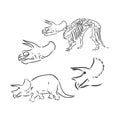 Dinosaur.Hand Drawn. triceratops dinosaur vector sketch illustration Royalty Free Stock Photo