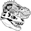 tyrannosaurus rex Dinosaur head in black and white outline vector illustration Royalty Free Stock Photo
