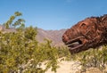 Dinosaur head closeup statue, Borrego Springs, CA, USA