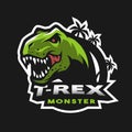 Dinosaur head logo, emblem.