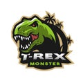 Dinosaur head logo, emblem. T-rex monster. Royalty Free Stock Photo