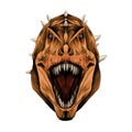 The dinosaur head open mouth sketch vector graphics