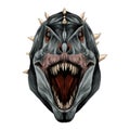 The dinosaur head open mouth sketch vector graphics