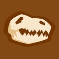 Dinosaur head skull icon, archeology and paleontology symbol. Dinosaurs were the dominant terrestrial vertebrates of the