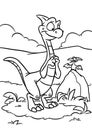 Dinosaur herbivore talking pterodactyl illustration cartoon coloring Royalty Free Stock Photo