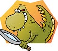 Dinosaur holding a magnifying glass