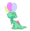 Dinosaur holiday balloons cartoon illustration