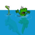 Dinosaur hypothesis flood cartoon illustration Royalty Free Stock Photo