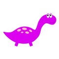 Dinosaur icon. Cute cartoon funny kawaii animal. Dino baby character. Colorful sticker. Flat design. Violet and pink color. White Royalty Free Stock Photo