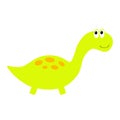 Dinosaur icon. Dino baby character. Cute cartoon funny kawaii animal. Colorful sticker. Flat design. Green and orange color. White Royalty Free Stock Photo