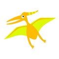 Dinosaur icon. Pterodactyl. Dino baby character. Cute cartoon funny kawaii animal. Colorful sticker. Flat design. Green and orange Royalty Free Stock Photo