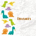 Dinosaur icons in flat style for designing dino party, children holiday, dinosaurus related materials